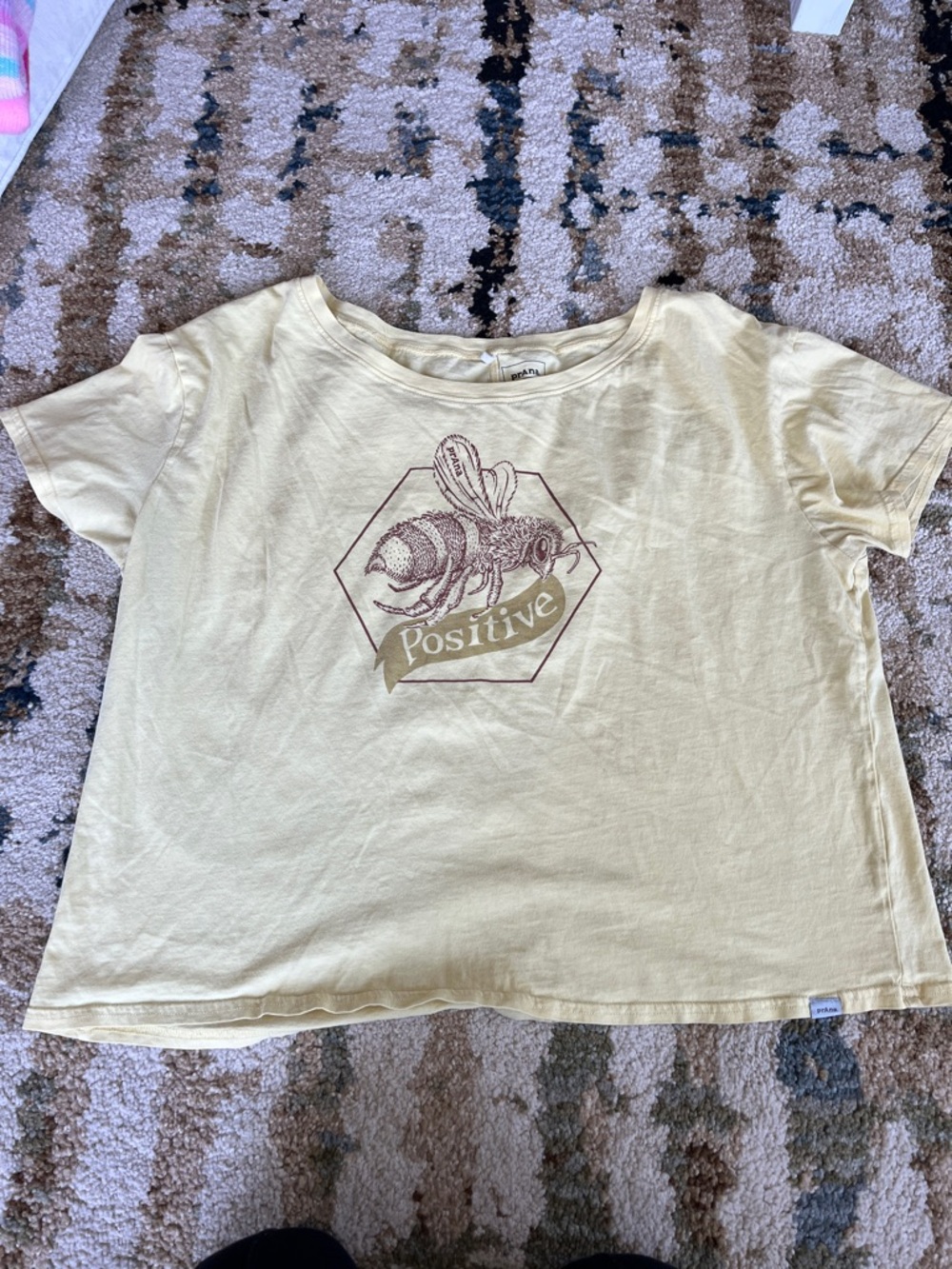 Positive Bee Graphic Tee - Yellow womens Top